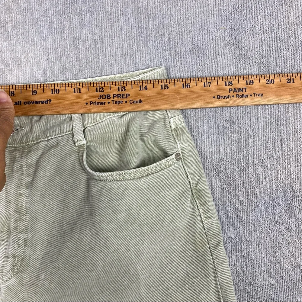 Zara Denim Jeans women Size 8 US. Light Sage Green Distressed Crop Raw Hem